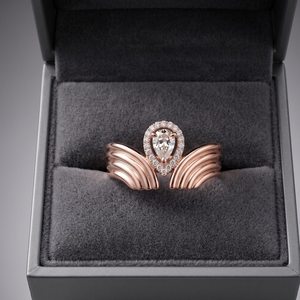 Anillo Halo Premium con Moissanita Corte Pera de 0.50CT, Plata de Ley 925 Original con Baño de Oro Rosa, Elegante Regalo de Boda para Fiestas - Product Image 3