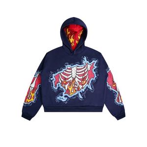 Alta calidad 100% algodón serigrafía sudaderas con capucha de gran tamaño al por mayor de los hombres personalizados de cara completa con cremallera doble Sudadera con capucha - Product Image 2