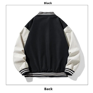 เสื้อแจ็คเก็ตวาร์ซิตี้แบบยูนิเซ็กซ์ สีสันตัดกัน สไตล์ลำลอง น้ำหนักเบา แต่งขอบยางยืด ซิปยาวเต็มตัว เสื้อคลุมเบสบอล สำหรับผู้ชายและผู้หญิง สีขาว - Product Image 4