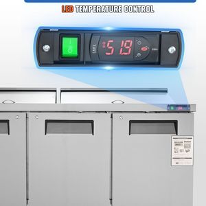 อุปกรณ์ทำความเย็นสำหรับครัวเชิงพาณิชย์ โต๊ะเตรียมอาหารแซนด์วิชและสลัดสแตนเลสขนาด 72 นิ้ว ตู้เย็นเชิงพาณิชย์แบบมีระบบทำความเย็น - Product Image 6