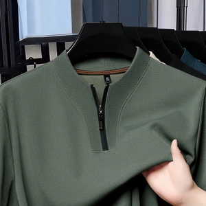 Polo <b>Shirt</b> Half Zip <b>Men's</b> Short Sleeved <b>T</b>-<b>shirt</b> Summer Stand Up Collar Thin Hoodie Ice Silk <b>Cool</b> Solid High Quality Custom Logo - Product Image 5