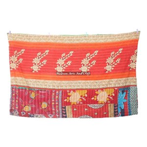 Kantha <b>Quilt</b> Sari Blanket <b>Throw</b> Indian Reversible Hand Stitched Heavy <b>Throw</b> Old Sari Blanket Patch Work Heavy 3 To 5 Layers - Product Image 2