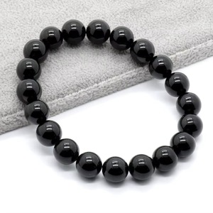 Bracelet en perles rondes de tourmaline noire naturelle pour hommes et femmes, méditation, protection, guérison, cristal, cadeau, vente en gros - Product Image 1