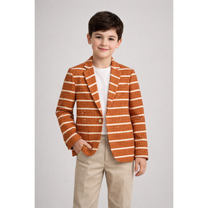 เสื้อเบลเซอร์ลายทางสีส้มและสีขาวสำหรับเด็กผู้ชาย - Product Image 1