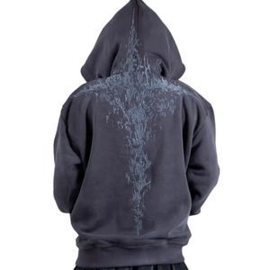 Sweat-shirt à capuche unisexe surdimensionné en molleton épais, noir anthracite délavé style vintage, streetwear - Product Image 2