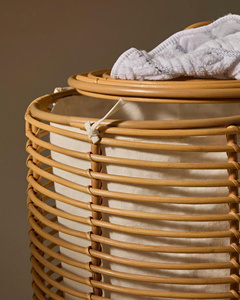 Tall Wicker Rattan Laundry <b>Hamper</b> With Cover Home Organization <b>Basket</b> <b>Hamper</b> Rustic Style - Product Image 4