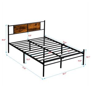 Struttura letto matrimoniale in metallo robusta e durevole con testiera in legno nera - Product Image 5