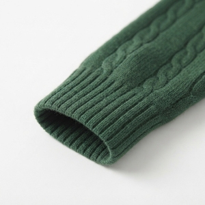 <b>Custom</b> Letters Women Knitwear Cable Knit V Neck Cardigan Winter Dark Green Solid Color Embroidered Logo Pullover Closure Pockets - Product Image 3
