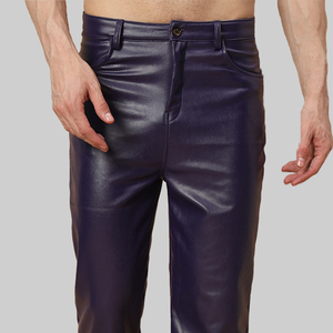 Pantalon en cuir 100 % véritable pour homme, haute qualité, respirant, noir, taille haute, coupe droite, décontracté - Product Image 4