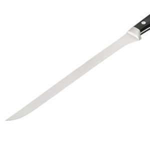Couteaux à découper longs à manche noir avec lame droite argentée, poignée à triple rivet et pointe affûtée pour la découpe de viande et l'usage domestique - Product Image 2