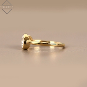 Anillo Abierto de Lujo con Doble Perla de Diamante en Oro Amarillo con Engaste de Bisel, Joyería Nupcial Moderna para Mujer, Regalo de Aniversario - Product Image 4