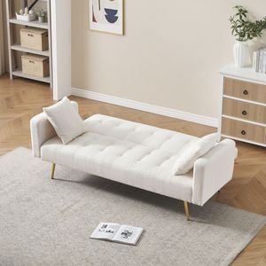 Divano Letto in Teddy Fleece Beige da 71,7 Pollici con Cuscini Decorativi di Lusso per un Comfort Migliorato - Product Image 4