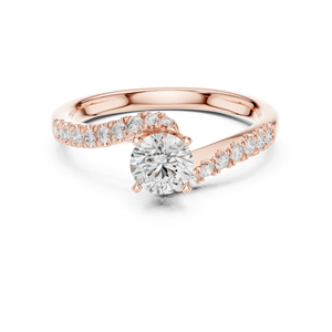 แหวนหมั้นเพชรทรงกลมเพาะเลี้ยงในห้องปฏิบัติการทองคำขาว 14K สำหรับผู้หญิง |   เพชรที่เพิ่งเพาะเลี้ยง - Product Image 2