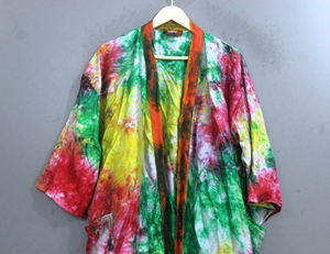 <b>Women</b> Tie Dye <b>Robe</b> Long Sleeve Full Length Casual Sleepwear Soft Woven Polyester Drawstring Closure Summer Wear - Product Image 5