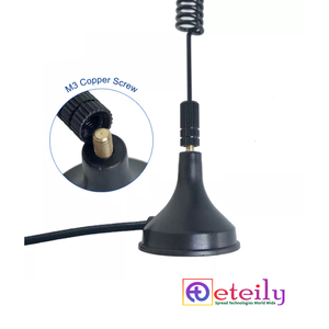 Antenne magnétique à ressort ETEILY ET-4338M-1L3-SMS-S26 433 MHz 8 dBi avec câble RG174 (L-3 m) + connecteur mâle SMA - Product Image 2