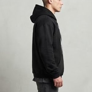 Sweat-shirt à capuche noir pour homme, personnalisé avec logo, imprimé crâne blanc, poche avant, en coton tricoté, décontracté, pour l'automne, vente en gros - Product Image 3