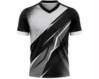 T-shirt sportif à manches courtes pour homme, motif géométrique noir et gris, col en V, séchage rapide, coupe régulière, tricoté en polyester
