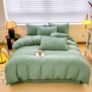 Ensemble de couette en coton uni léger et simple, 400TC, 3 pièces, lavable, pour la maison - Product Image 4