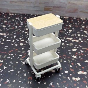 1:12 Scale Miniature Storage Cart <b>Rack</b> White ABS Dollhouse Furniture <b>Rolling</b> Organizer for Miniature Environments for age14+ - Product Image 1