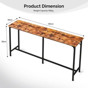 Tavolo da Bar 71 Pollici, Capacità 209 Libbre, Marrone, Altezza Pub, Piano in MDF Resistente, Struttura in Metallo per Cucina/Bar - Product Image 4