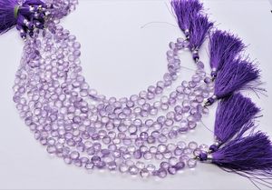 AAA Natural Pink Amethyst Faceted Heart Shape Briolette 7 To 8 MM Amethyst Gemstone Beads 9 Inch Strand Amethyst Faceted Beads - Product Image 3