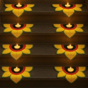 ชุดเสื่อประดับดอกไม้รังโกลีแบบล้างทำความสะอาดได้สวยงามจากเจไปโรส 8 ชิ้น ของตกแต่งเทศกาลดีวาลี ใช้ซ้ำได้ แขวนประดับได้ ทำด้วยเชือกประดิษฐ์ - Product Image 5