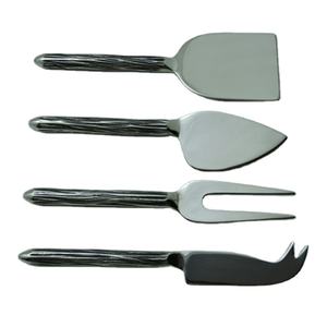 Juego de 4 cuchillos de queso de acero inoxidable con mango de Color antiguo negro, juego de cubiertos de alta calidad de acero inoxidable - Product Image 1