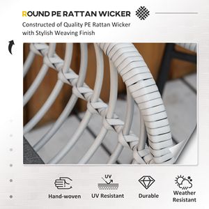 Set da patio in vimini di rattan PE resistente alle intemperie, 3 pezzi, con tavolo e sedie imbottiti grigi - Product Image 3