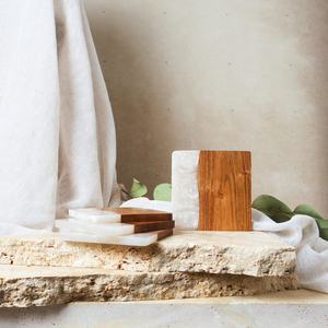 Posavasos de madera de resina epoxi de Color azul sombreado blanco con aspecto de océano, posavasos de madera de resina de tendencia de la mejor calidad con estilo - Product Image 6