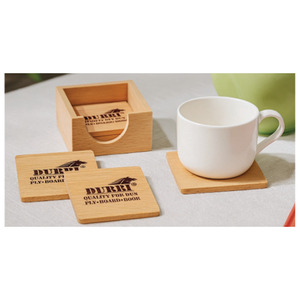 Natural Wood Personalized Printing Cup Coaster Set for Modern Home Office Table Decor-Back to School & <b>Graduation</b> - Product Image 4