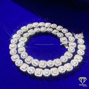Chaîne en argent sterling avec diamants moissanite à taille carrée pour les détaillants et importateurs de bijoux en gros - Product Image 5