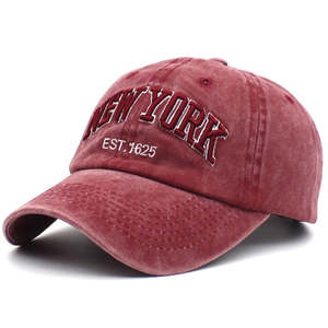 Customizable Washed Cotton Baseball <b>Cap</b> with Embroidered Lettering <b>Vintage</b> Curved Brim Casual 6 Panel Adjustable Sun Hat - Product Image 1