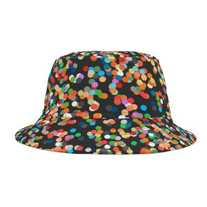 Chapeau Bob Unisexe en Toile de Polyester à Motif à Pois Colorés, Décontracté, Printemps-Été, Taille Adulte 56-58CM - Product Image 2