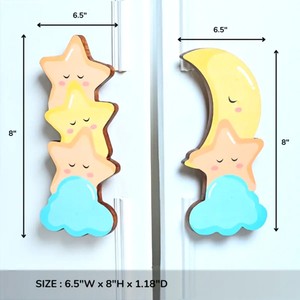 Nuevo Tirador de Puerta Infantil de Madera de Acacia con Forma de Estrella y Luna, Tiradores de Alta Calidad y Duraderos para Armarios y Cómodas de Dormitorio - Product Image 4