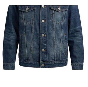 Veste en jean bleue pour homme, sur mesure, de haute qualité, tendance, coupe slim, en coton, pour l'hiver et l'automne - Product Image 3