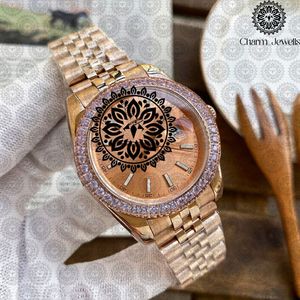 PISIN Montre automatique de luxe pour homme en or 41 mm avec verre saphir, lunette sertie de diamants, analogique, mécanique, fermoir pliant - Product Image 3