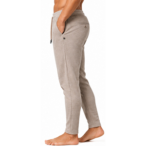 Wholesale Waffle Knit Trousers for Men <b>Slim</b> Fit Casual <b>Jogger</b> Pants Elastic Waist Drawstring Custom Sportswear Bottoms Mens Pant - Product Image 2
