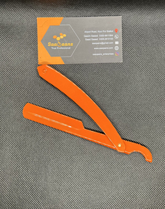 Saaqaans Orange Manual Straight <b>Razor</b> Single Blade Stainless Steel Handle Barber Shop Face Shaving Tool for <b>Men</b> - Product Image 6