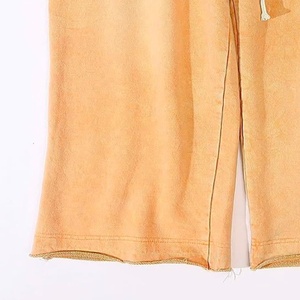 Pantalon de survêtement unisexe en molleton bouclette style streetwear, coupe ample et large, effet délavé vintage - Product Image 4