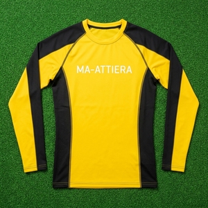 Mens Black Yellow Compression Shirt Short <b>Sleeve</b> Athletic Gym Running <b>Training</b> Sportswear Performance Workout <b>Top</b> - Product Image 6