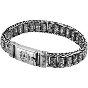Pulsera cilíndrica tejida a mano con cuentas giratorias, escrituras budistas, estilo chino vintage, para hombre y mujer. - Product Image 3