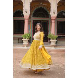 Formal Faux Georgette <b>Sequins</b> Embroidered Palazzo Suit with Dupatta - Product Image 4