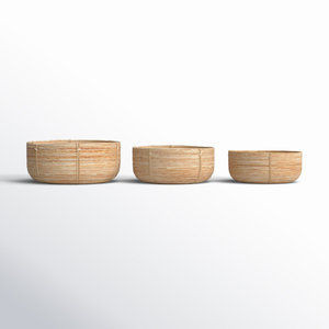 ตะกร้าสานสไตล์โบโฮ3ใบทำด้วยมือ - Product Image 1