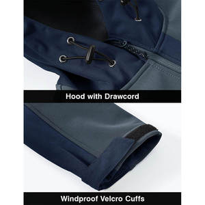 Chaqueta Softshell con Capucha para Hombre, Forrada de Felpa, Cortavientos, Cierre de Cremallera Frontal, Decoración de Cristal, Estilo Casual para Otoño, Color Azul - Product Image 6