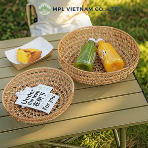 Plateaux en rotin tissés à la main en osier écologique multifonctionnel Style européen paniers de service pour la nourriture Fruits décor de cuisine rustique - Product Image 6