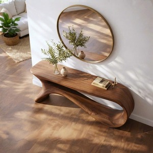 Table console artisanale moderne de luxe en bois massif, écologique, durable, de haute qualité, pour salon, chambre, hall d'hôtel - Product Image 4