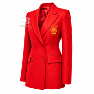NSPDK Sorority Women's Double Breasted Blazer Red Embroidered Peak Lapel Tailored Formal Business Office <b>Suit</b> Jacket - Product Image 2