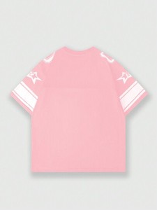 Camiseta Deportiva Casual de Fútbol Americano para Hombre, Color Rosa, Cuello en V, con Número Personalizado, Impresión por Transferencia de Calor, Talla Grande, para Invierno - Product Image 2