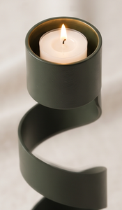Porte-bougie en métal de luxe finition verte, motif spirale torsadée, élégant centre de table pour salle à manger - Product Image 5