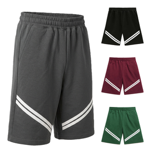 Pantalones Cortos Deportivos para Hombre, Color Gris, con Logotipo Personalizado, 100% Poliéster, Doble Raya Diagonal Blanca, Cintura Elástica, Secado Rápido, Transpirables - Product Image 4
